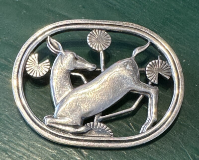 Georg Jensen kniender Hirsch Sterling Silber Brosche Danish Denmark 256
