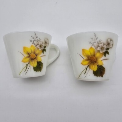 Vintage Pyrex Tasse X2 JAJ Pyrex Milchglas Teetassen Retro Trinkgeschirr