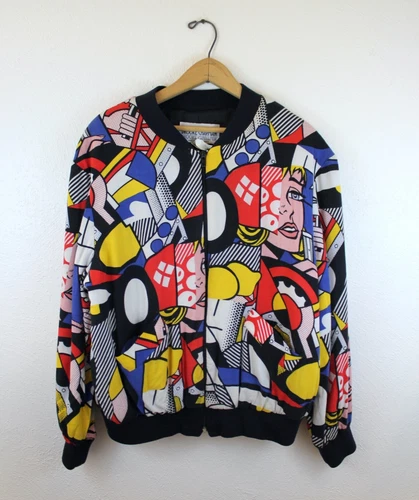 Vintage Roy Lichtenstein Women's Bomber Jacket Haring Pop Art Warhol 80s 90s