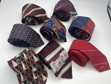 Lot of 8 vintage assorted red gray printed men's standard ties 70s, 80s  90s