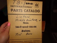 International McCormick TB-1 Listers Middlebusters and Tool Bars Parts Catalog 