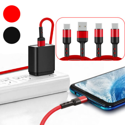 3/6/10Ft USB-C to USB-C TypeC Braided Cable Fast Charger Charging Data Sync Cord