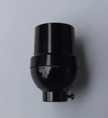 BLACK PLASTIC SHORT KEYLESS LAMP SOCKET E26 MEDIUM BASE 47675JB