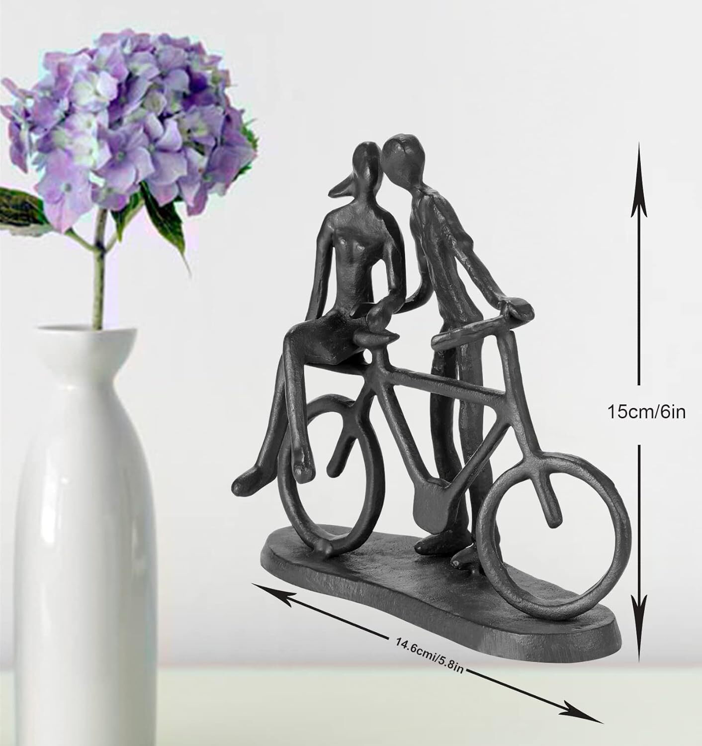 Bicycle Couple Statue - Metal Sculpture Decoration to Commemorate Marriage