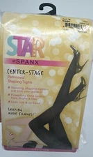 SPANX Star Power Center Stage Patterned Shaping Tights Black Sz G Ribbed Row