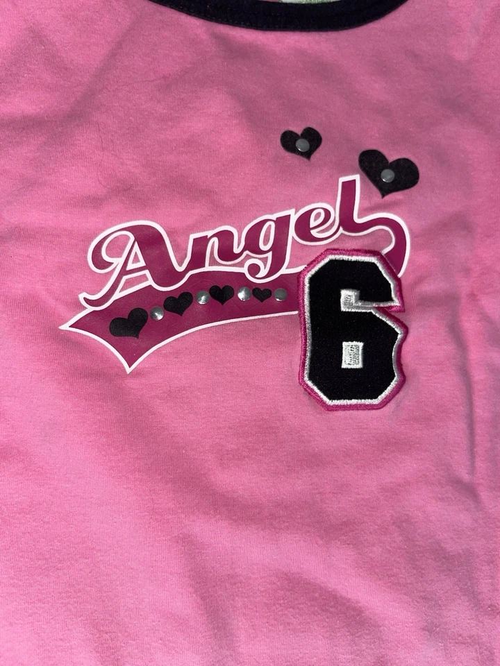 Camiseta De Colección Niñas Circo Rosa Y2K Manga Corta Ángel Talla 10/12 Foto 3 de 4