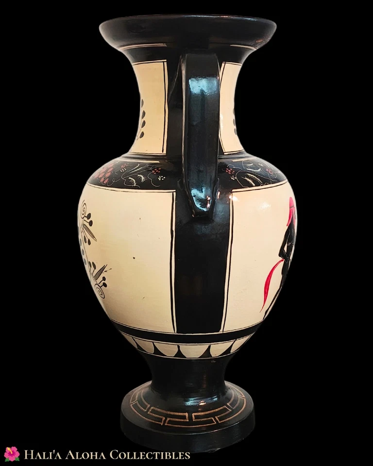 LARGE 12½" x 8¼" 💥VINTAGE💥 Greek Amphora Black-Figure Pottery DIONYSUS VASE - Image 4 of 4