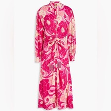 Farm Rio Tropical Groove Floral Button Tie Waist Midi Dress Size Small