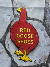 VINTAGE RED GOOSE SHOES PORCELAIN SIGN  10"×5".