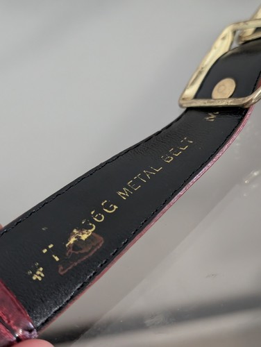 Cintura vintage anni 80 Croc goffrata oro bordeaux dichiarazione ottima tg 30-33 - Foto 7 di 11