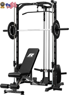 Smith Machinefor Home Gym Power Cage Weight Half Rack Weight Lift w/LAT-Pull Dow