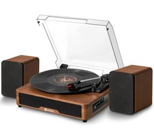Record Player with External Speakers Belt-Drive Turntable for Vinyl Records D...