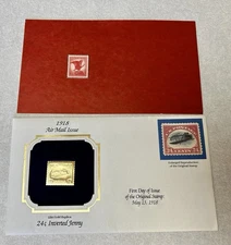 22kt Gold Replica 1918 Inverted Jenny Air Mail Issue Commemorative Stamp