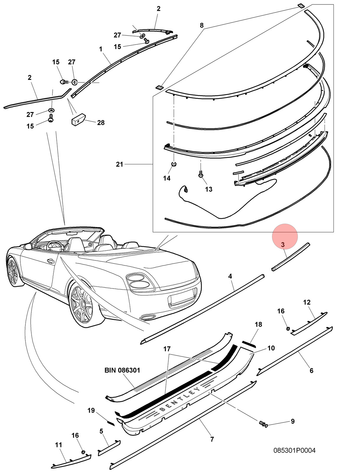 Bentley Continental GT Speed 2007-2011 Rear Right Rear window trim