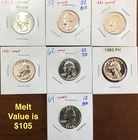 Lot of 7 Washington Proof Silver Quarters 1958 1959 1960 1961 1962 1963 1964