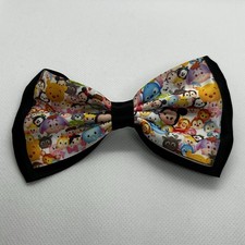 Disney Tsum Tsum Character Print & Solid Black Hair Bow Clip Mickey Minnie Goofy