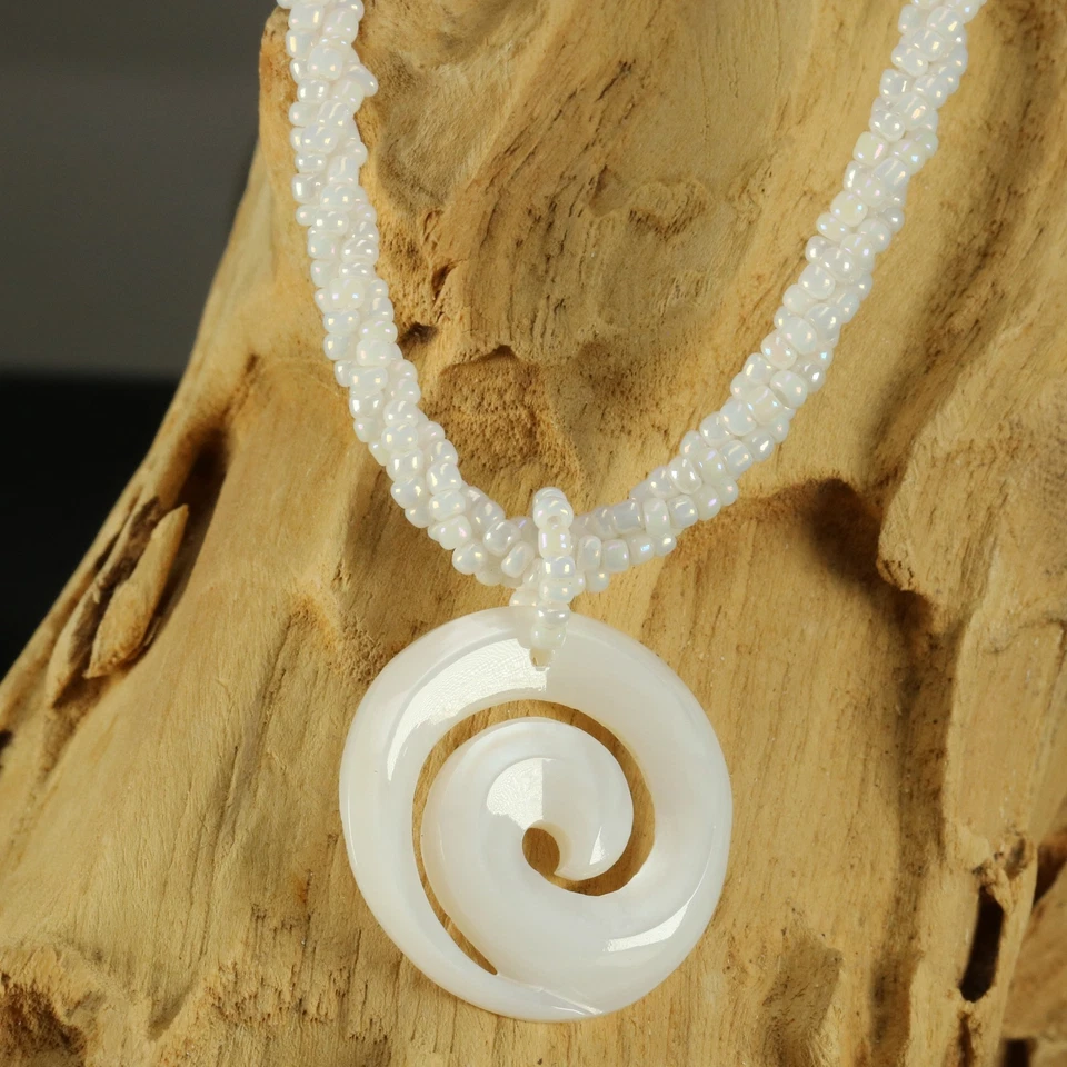 Halskette Anhänger Maori Spirale Koru Kette Muschel Handarbeit Design N146 - Bild 3 von 4