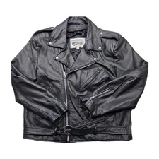 Vintage Wilsons 2XL Open Road Leather Motorcycle Belted Jacket Metal Rock Biker 