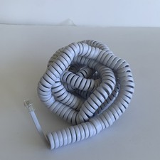 Replacement 25 Foot Curly Handset Cord White for Telephone by VOIP LOUNGE