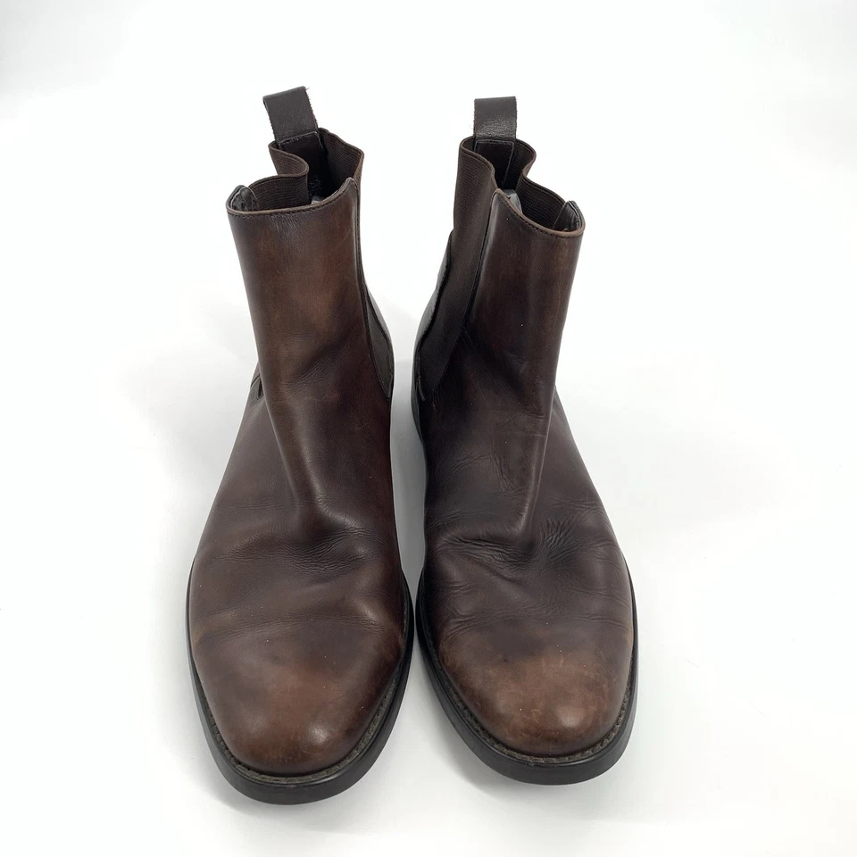 $130 Calvin Klein Collection Orion Pull On Leather Boots Size 10 Mens Dark Brown - Image 2 of 4