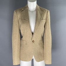 RALPH LAUREN Size 4 Tan Linen Blend Herringbone Jacket Indoor Blazer
