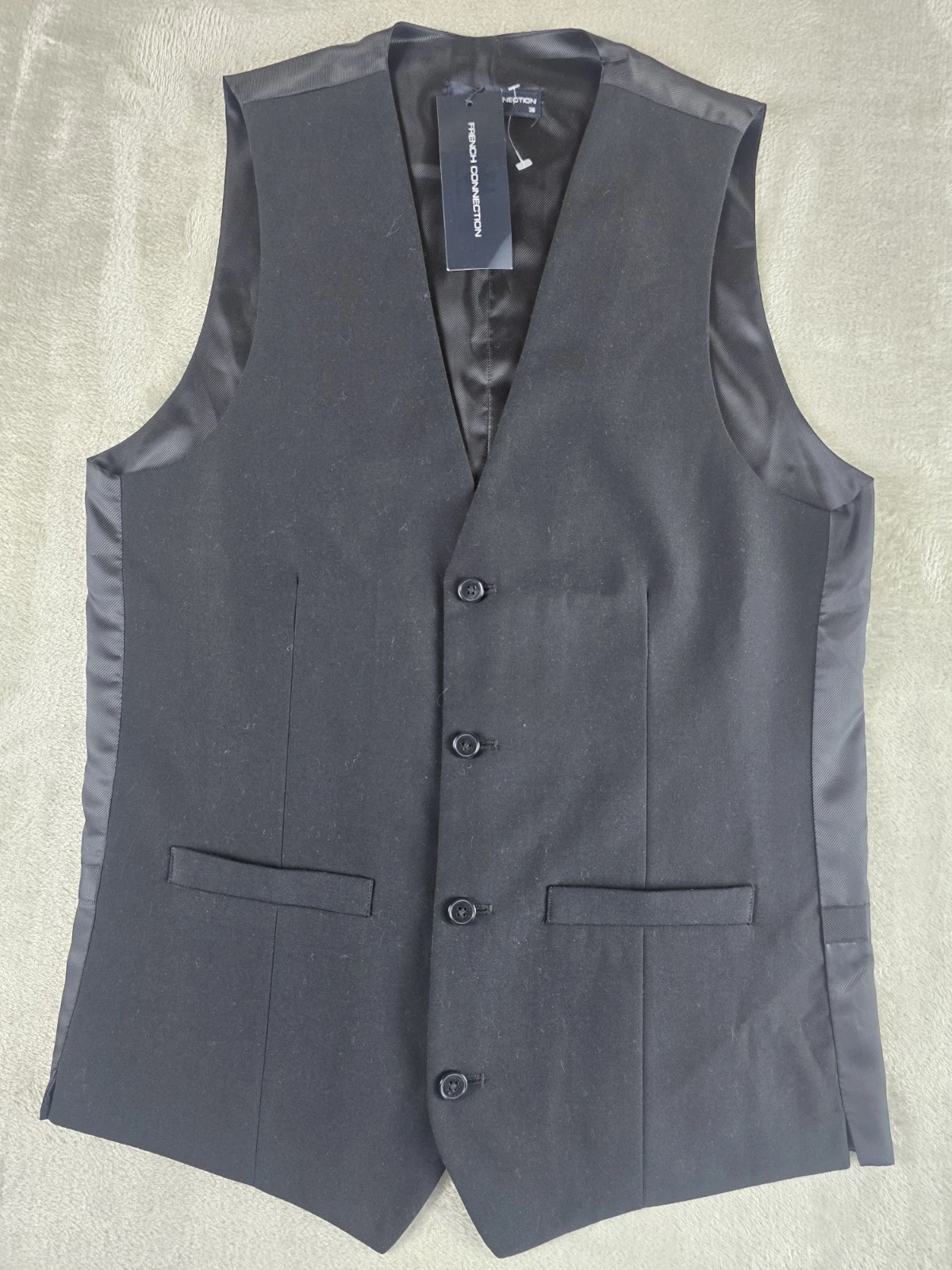 French Connection 36" Chest Black Waistcoat Mens Sleek Designer Bnwt