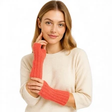 Free People Womens Arm Warmers OS Pink Ribbed Knit Fingerless Wrist Warmers New