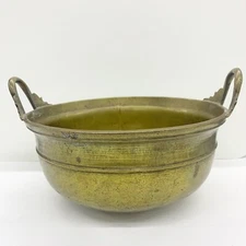 Antique Kadai Karahi Brass Bronze Handmade Footed Fry Pan Wok India Estate 10”