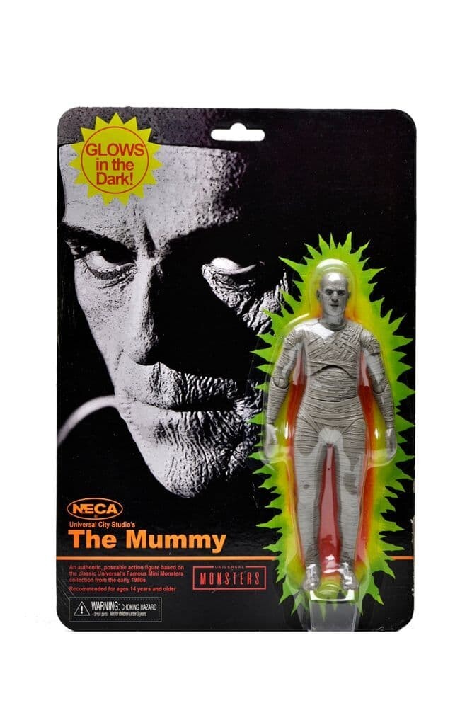NECA Universal Monsters 7"" Scale Retro Glow in the Dark The Mummy Action Figure