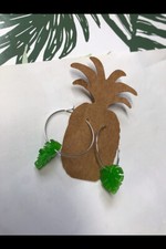Mini Monstera Earrings Hoop Free P&P Resin & Sterling silver.  Colour, Nature, 