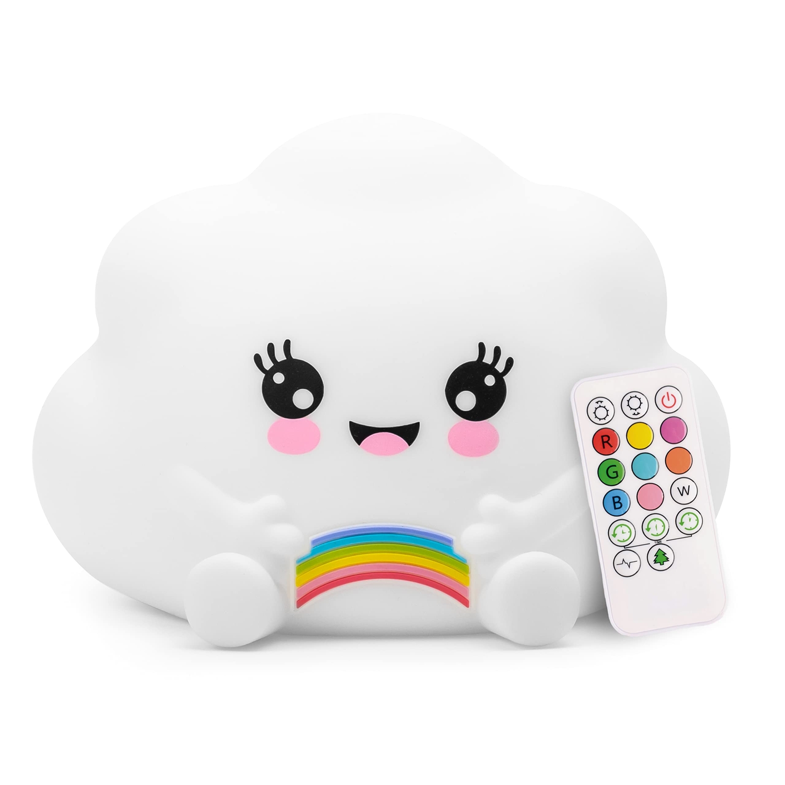 Kawaii Cloud Silicone Night Light, Rechargeable, Color Changing, Remote Contr...-image