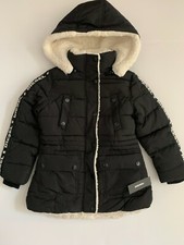 NWT DIESEL SzS 7/8 FAUX SHEARLING LINED PUFFER HOODED JACKET BLACK
