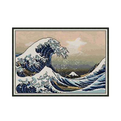 Great Wave Cross Stitch Kit - 14ct 11ct Printed Canvas Hand Stitching Embroidery