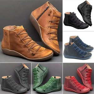Women Winter Boots Autumn Arch Support Ankle Boots Side Zip Wedge Heel Flat Shoe | eBay