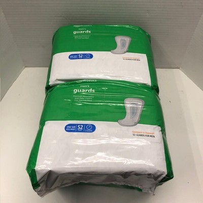 Amazon Basics 104 Count 2-Packs Incontinence Guards for Men Maximum Absorbency