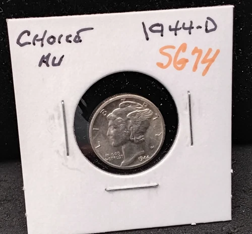 1944-D MERCURY SILVER DIME - CHOICE AU - SG74
