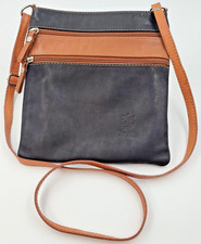 Vera Pelle Italian Leather Adjustable Crossbody Travel Bag Purse Zip Pockets