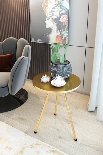 Set of 2 END Tables Marble Look Wood Round Sofa Side Table for Small Spaces - Picture 36 of 73