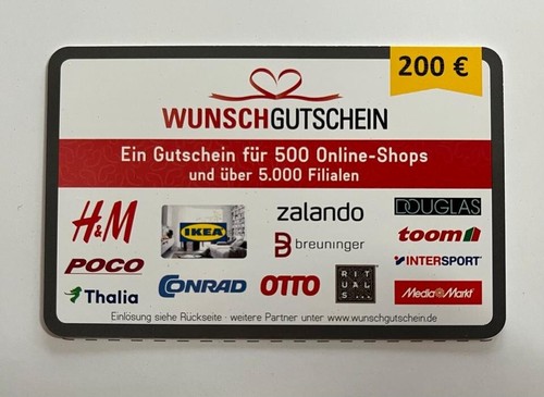 200€ Wunschgutschein Dein Wunscherfüller Guthaben für 5.000 Shops - Afbeelding 2 van 3