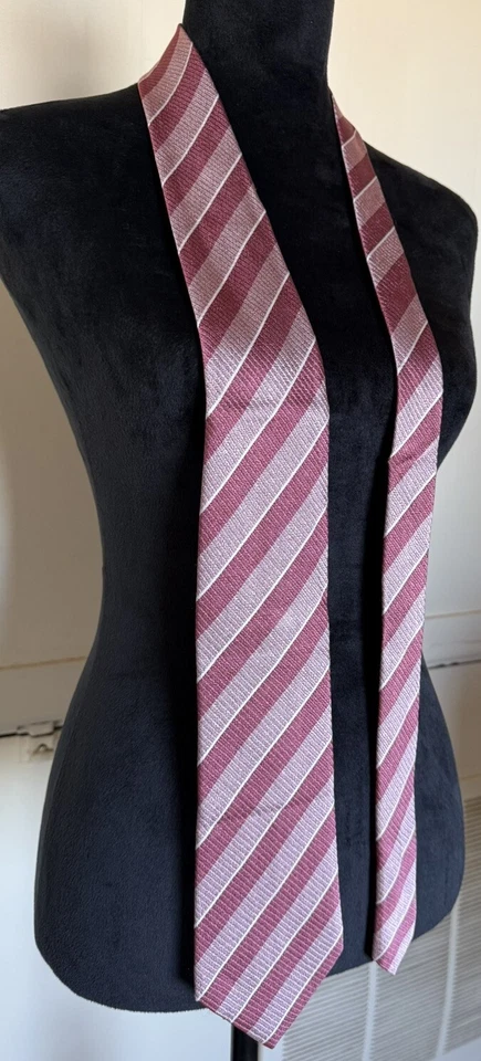 Corbata de cuello TOM FORD rosa a rayas LANA SEDA TEJIDO Foto 2 de 4