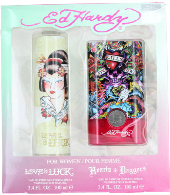 Love & Luck + Hearts & Daggers By Ed Hardy For Women Set: EDT 3.4 + EDT 3.4
