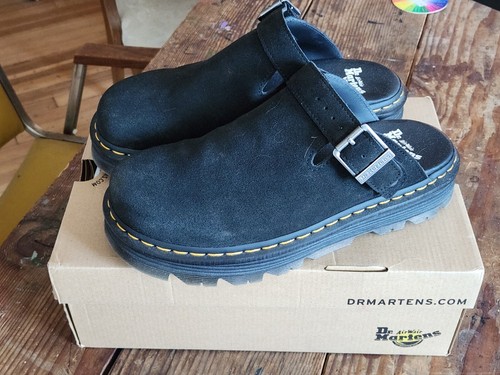Size 10 Men 11 Wom - Dr Martens ZebZag Mule - Suede - Black - 31657001