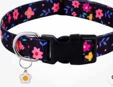 Adjustable Dog Collar with Floral Print Soft Comfortable Collars for Medium Dogs