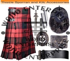 Kerr Tartan 8 Yard Kilt - Scottish handmade Kilt Antique Sporran Deal for Men's