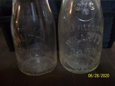 Vintage Milk Bottles, Willitts Dairy, Hastings, MI, Set/2