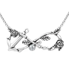 Infinity Love Anchor Rose Pendant Necklace with Crystals By Controse