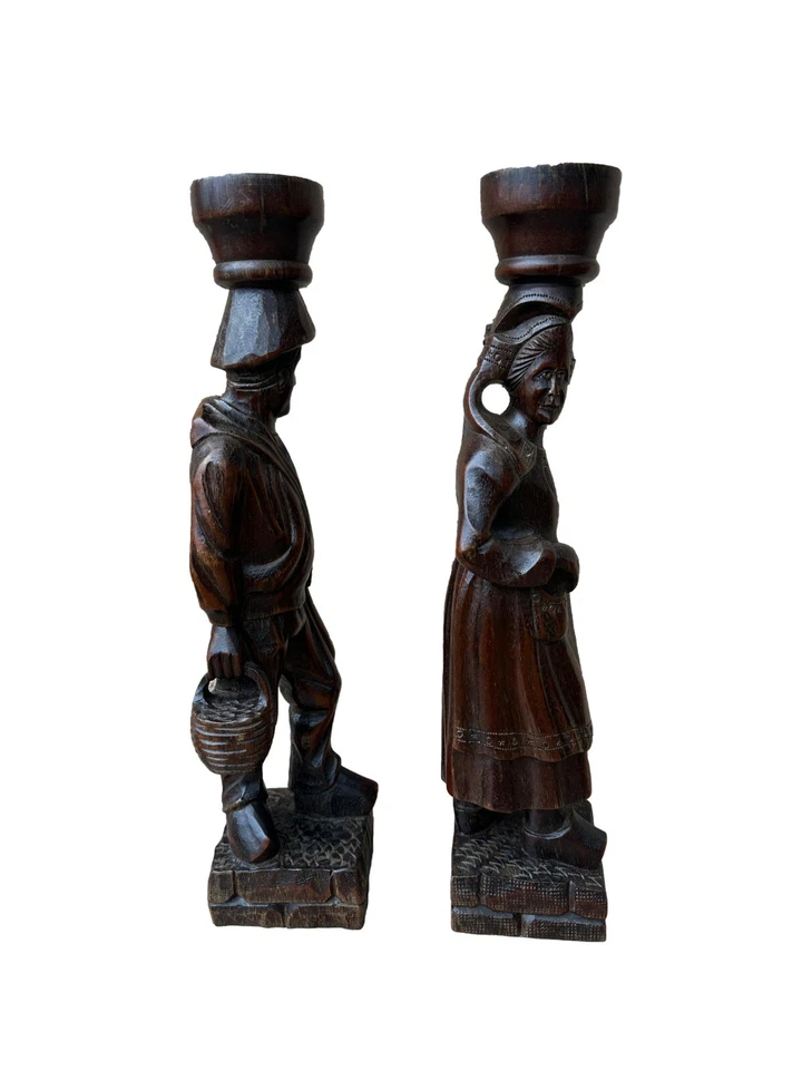 一对法国布列塔尼古董木雕柱,科贝尔 — 第 4/4 张图片