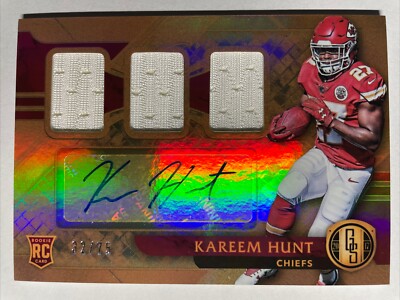 2017 Gold Standard KAREEM HUNT Rookie Triple Jersey Auto 32/75 KC CHIEFS