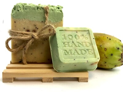 Natural prickly pear olive oil soap bar, handmade Greek pure exfoliating soap