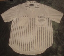 VTG LEVI'S BIG E SELECTIVE SHORT SLEEVE BUTTON SHIRT LARGE STRIPED JEANS POCKETS